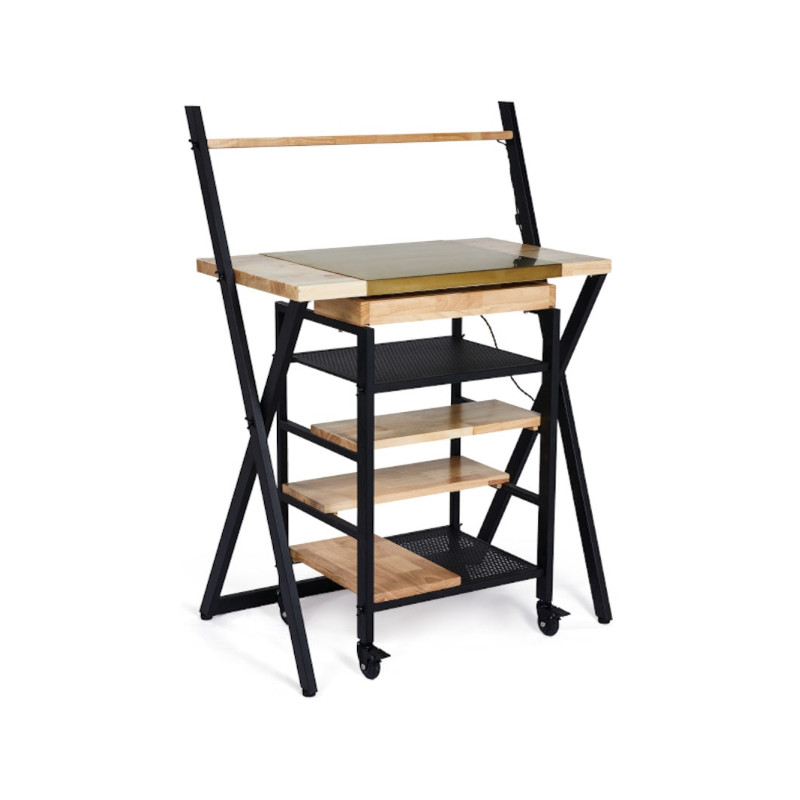 Table_de_travail_IRIS_avec_chariot2_mobilier barbier - meuble barbier - mobilier barbershop-malys_equipements