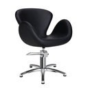 [MRP-CHLOE-BLACK-F] CHLOE ZWART Kappersstoel (Haardresserende fauteuilbasis: inox stervoorbasis)